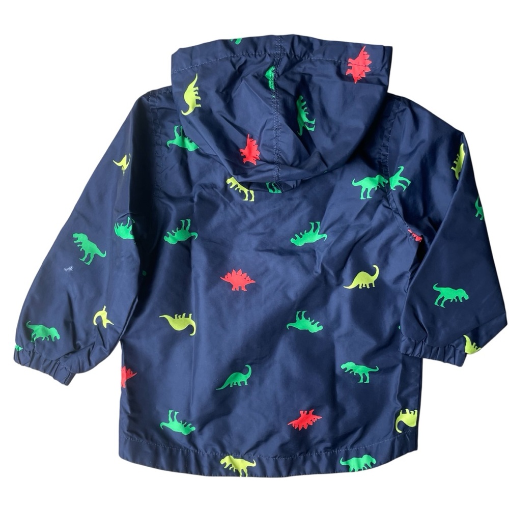 Carters Boys Dino Lined Rain Jacket Hooded Coat Size 4T Navy with Multi-colors - Picture 2 of 3